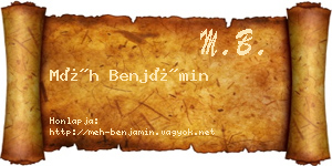 Méh Benjámin névjegykártya